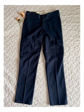 Dickies FLEX Slim Fit Cargo Pants Men 32x32 Dark Navy Straight Leg NWT